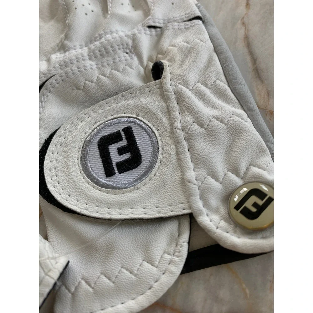 FootJoy Womens White Golf Gloves Pair Hook and Loop Logo Breathable Perforated